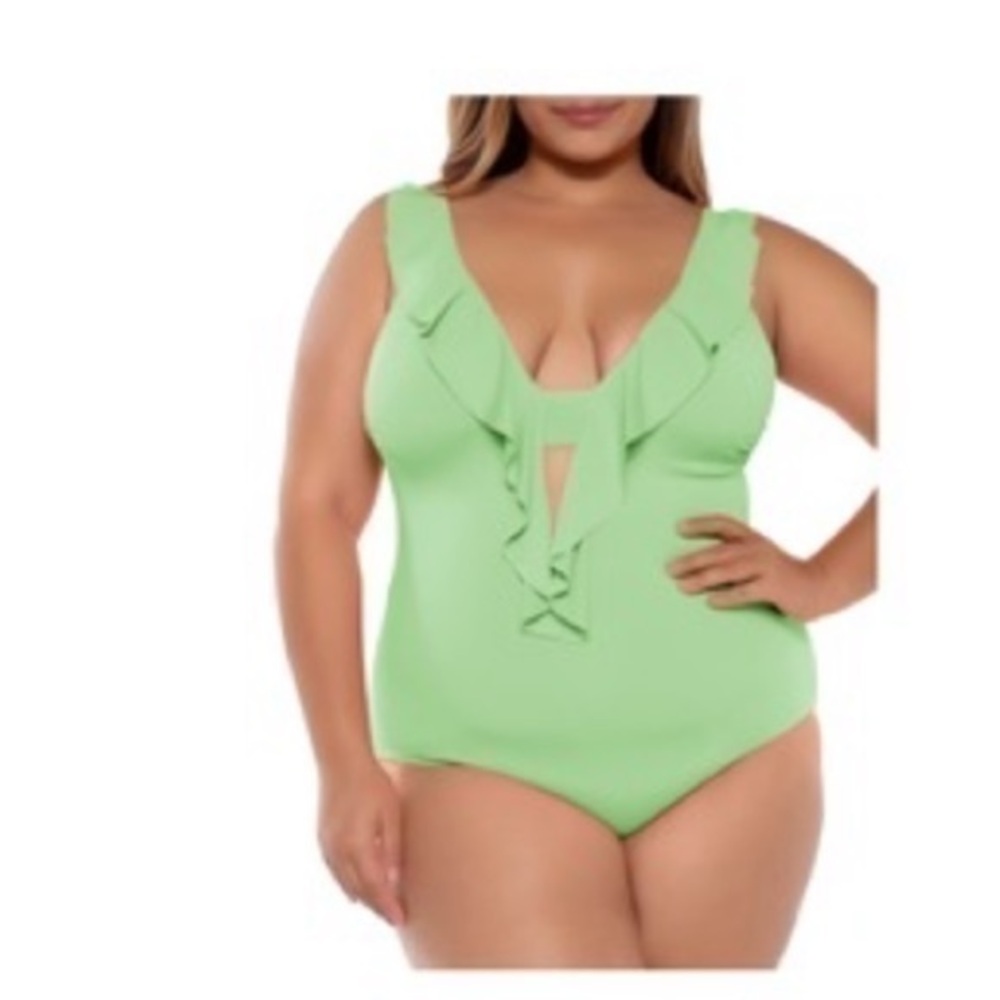 BECCA Color Code Mint One-Piece ruffle Swimsuit